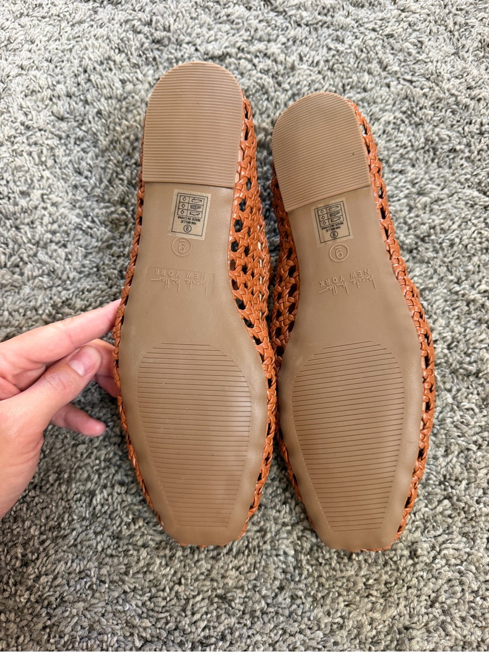 Woven Mary Jane Flats in Cognac Brown - Picture 3 of 7